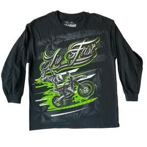 Ride Hard Liv Fast Boy’s Short Sleeve T-shirt size 14/16, Black, Motorcyclist